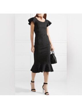 OPENING CEREMONY Textured Jacquard Stretch Knit Ruffle Peplum Dress Sz Small NWT